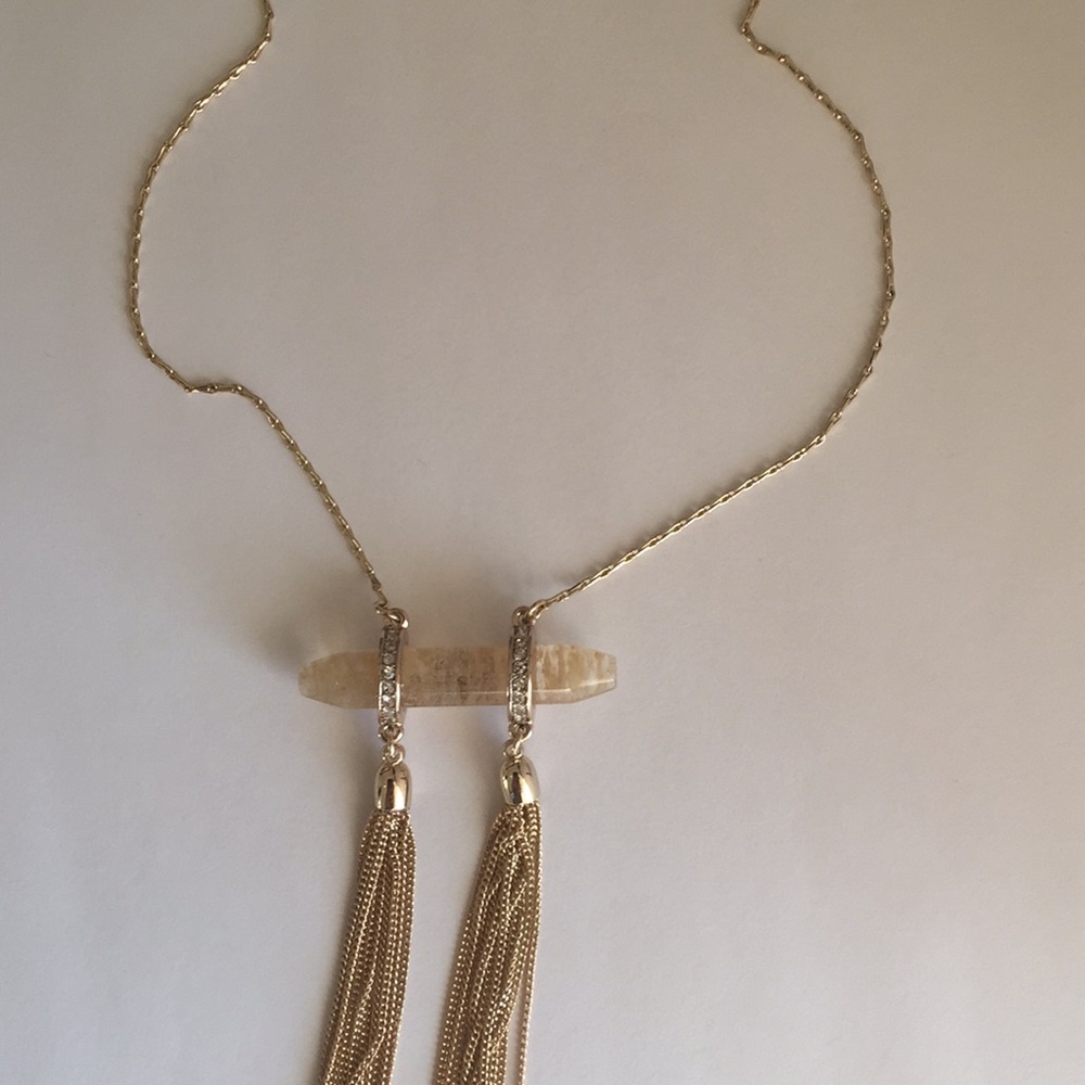 WHBM Yellow stone shard tassel pendant necklace - Picture 7 of 12